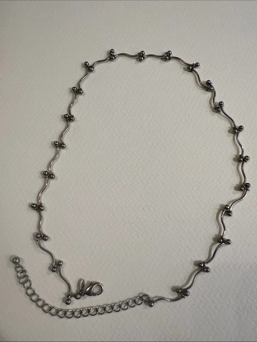 Silver-tone Beaded Wave Necklace - Women's Jewelry